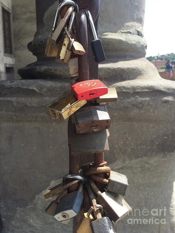 Love Locks near the Arno river in Florence Italy Photograph by Adam Long