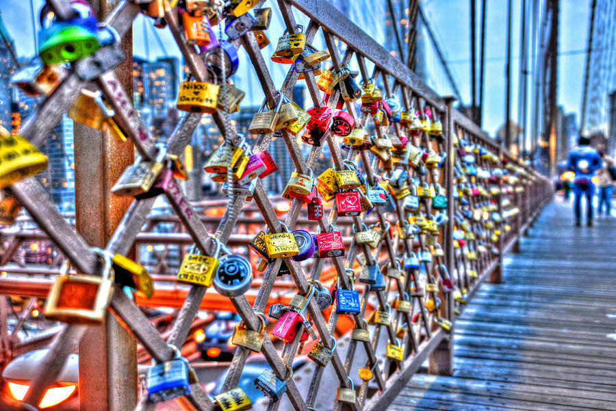Love Locks On The Brooklyn Bridge Too Photograph