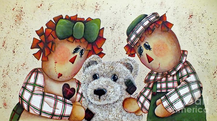 Love Me, Love My Teddy Bear Acrylic Painting Painting by Cindy Treger