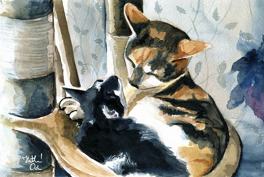 Love Me Tender - Cat Painting Painting by Dora Hathazi Mendes