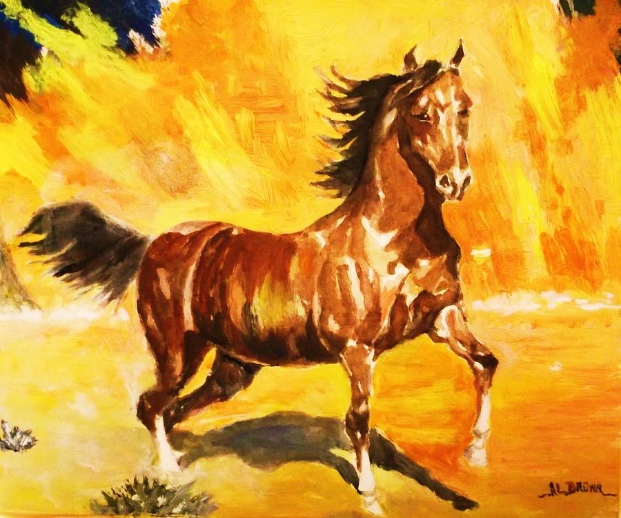 Lone Mustang Painting by Al Brown
