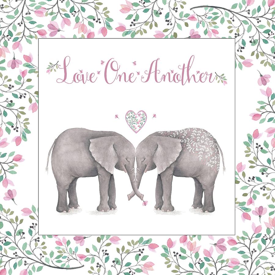 Love One Another Pink Elephants Square Photograph by Terry DeLuco