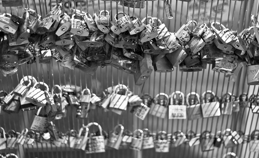 Paris Photograph - Love Padlocks on the Bridge by Georgia Clare