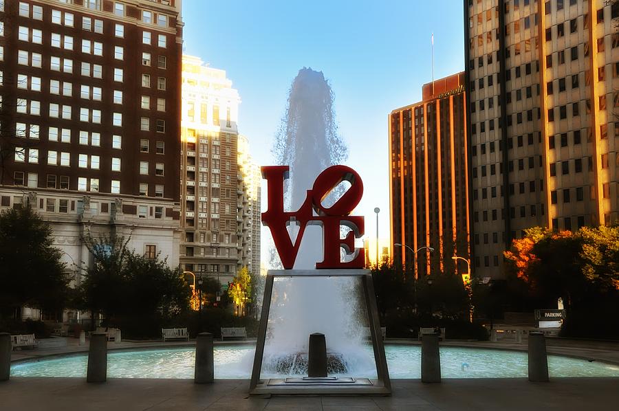 Philadelphia Photograph - Love Park - Love Conquers All by Bill Cannon