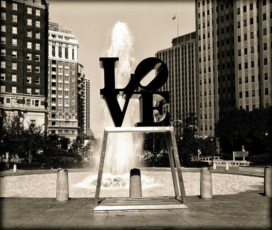 Love Park - Sepia Photograph by Bill Cannon