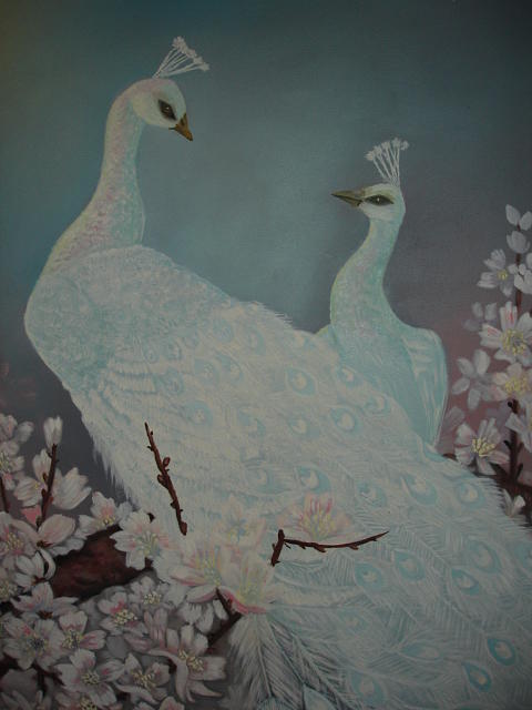 Peacock Painting - Love Peacocks by Linda Mungerson