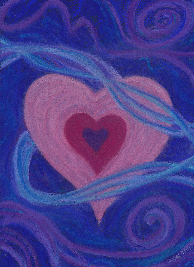 Heart Pastel - Love Ribbons by Anne Katzeff