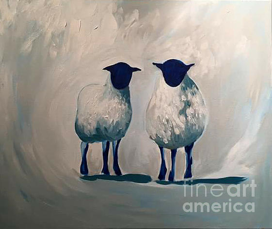 Irish Sheep Painting - Love Sheep  by Elaine Cummins