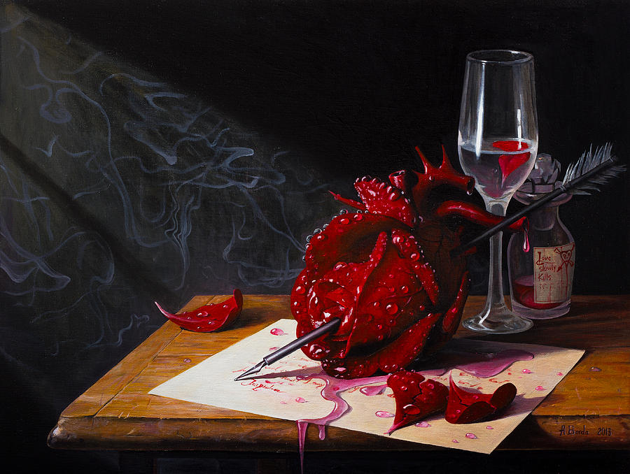 Rose Painting - Love Slowly Kills II by Adrian Borda