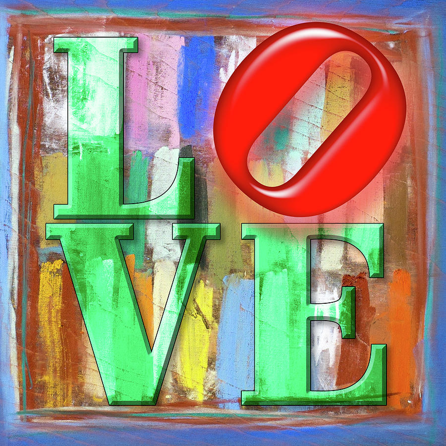 Love Square with Pastel on Medullary Ray Wood Digital Art by Kathy Anselmo