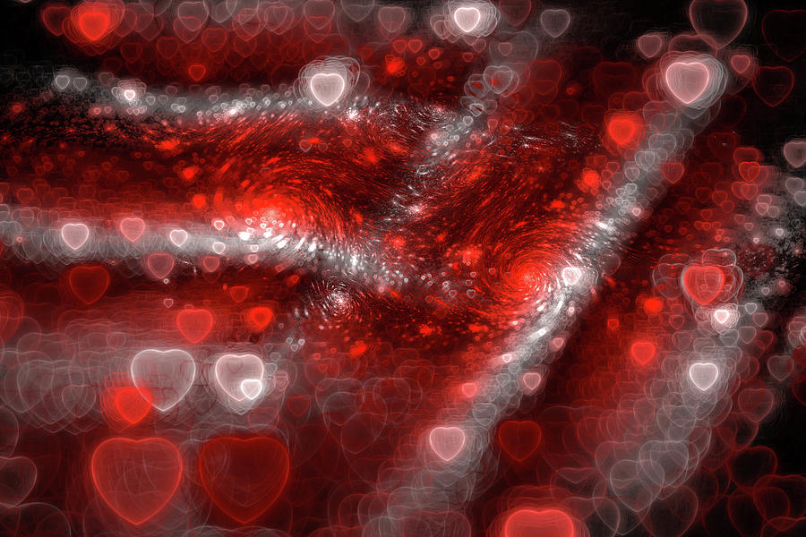 Love stream - red and white hearts Digital Art by Matthias Hauser