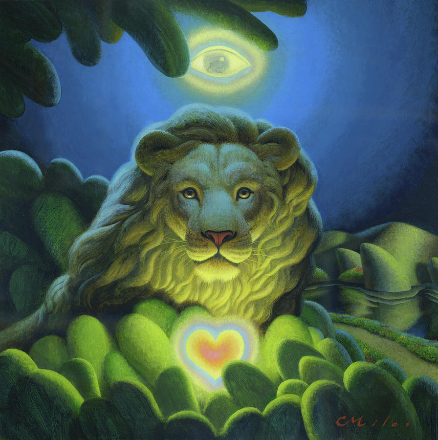 Lion Painting - Love, Strength, Wisdom by Chris Miles