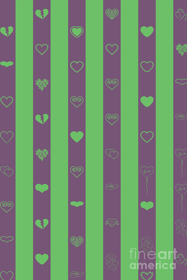 Love stripes pattern dark magenta and green Digital Art by Heidi De Leeuw
