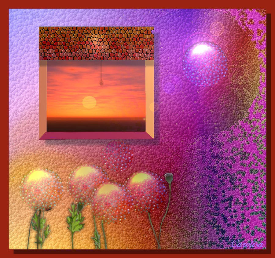 Sunset Digital Art - Love Sunset and Strawberries by Carola Ann-Margret Forsberg