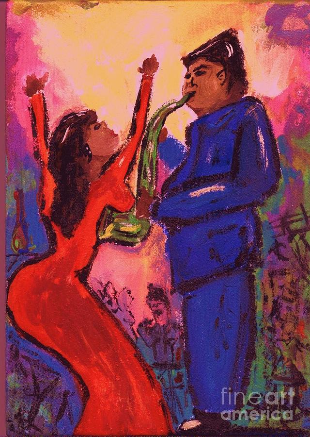Jazz Painting - Love That Sax Man by Sidra Myers