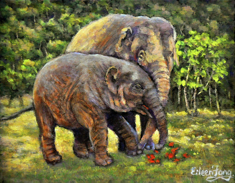 Love the Elephants Painting by Eileen  Fong
