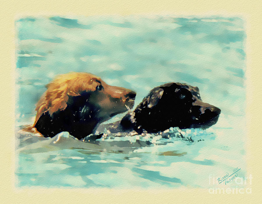 Dog Painting - Love the Water by Charles Thayer