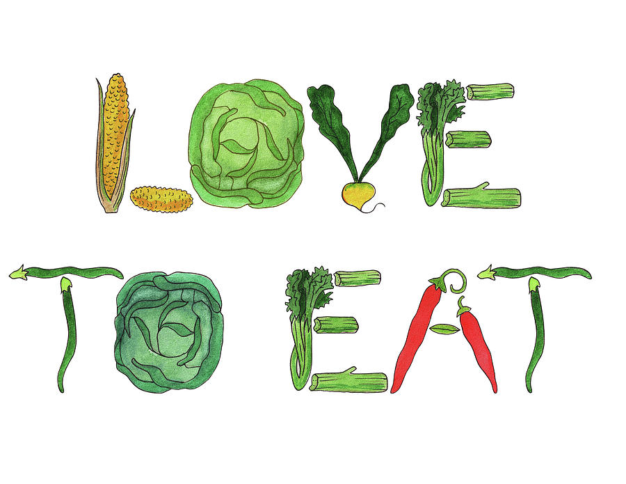 Love To Eat Food Illustration Painting by Irina Sztukowski