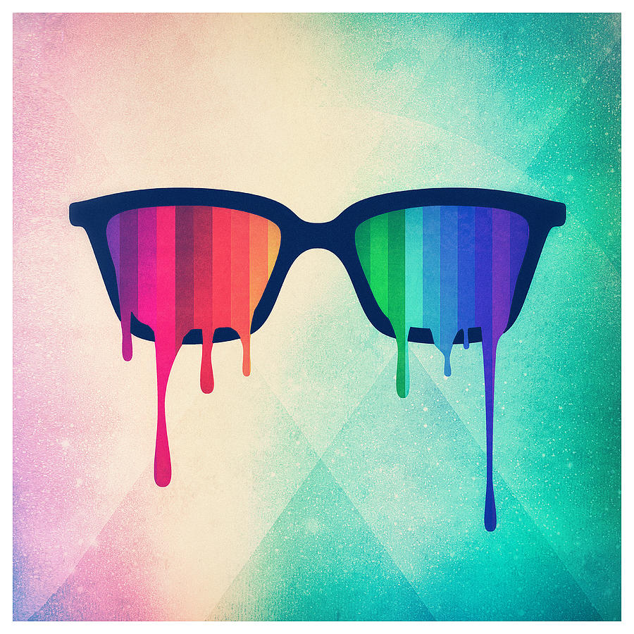 Nerd Digital Art - Love Wins Rainbow - Spectrum Pride Hipster Nerd Glasses by Philipp Rietz