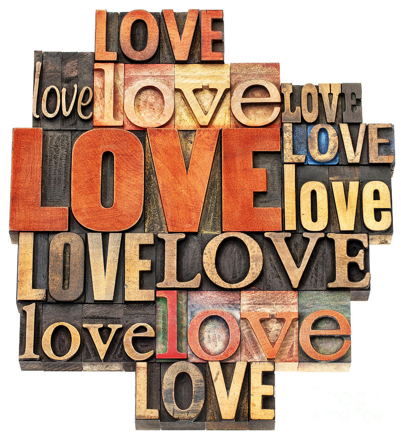 Love Word Abstract In Wood Type Photograph by Marek Uliasz