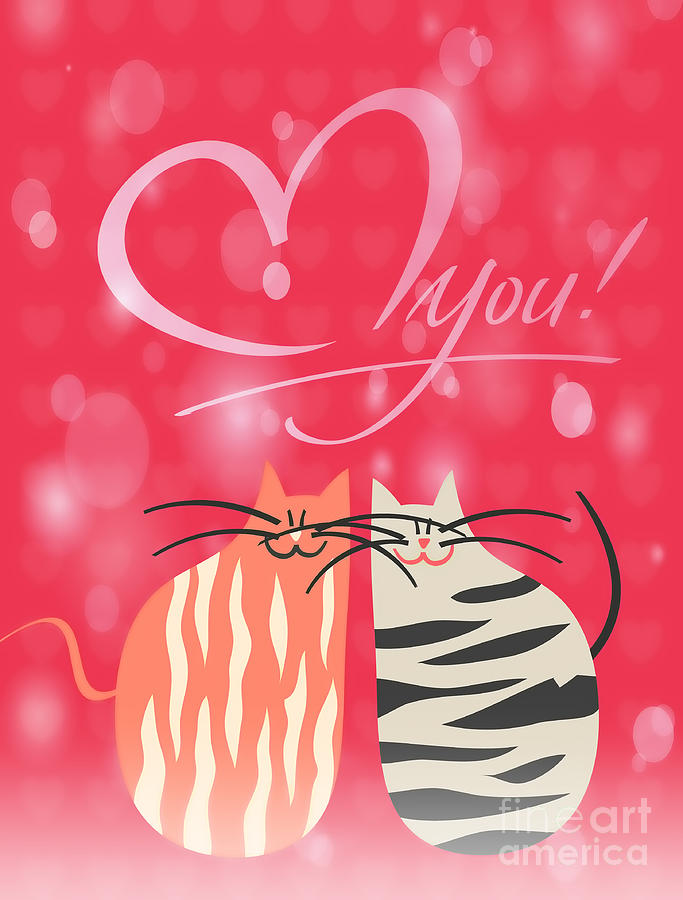 Valentines Day Digital Art - Love You Cats In Love Greetings  by Afli Sam
