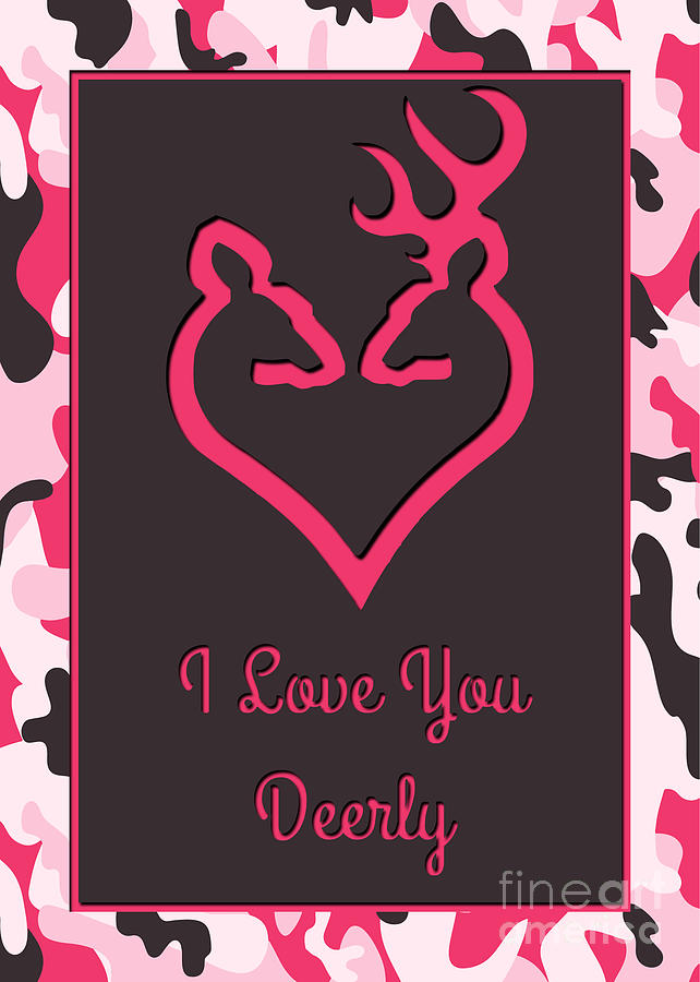 Rose Digital Art - Love You Deerly Pink Camo by JH Designs