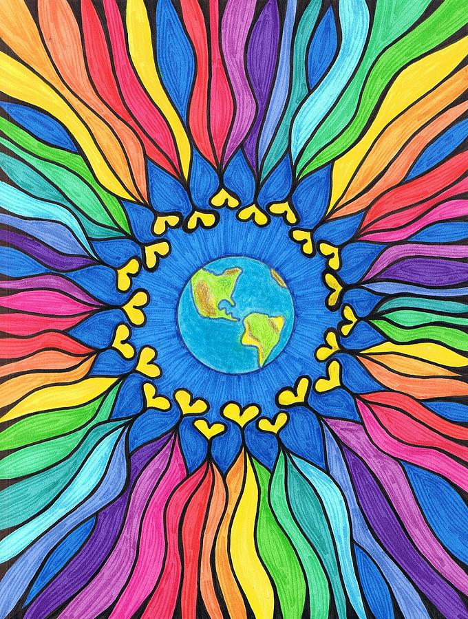 Planet Painting - Love Your Planet Mandala by Cheryl Fox