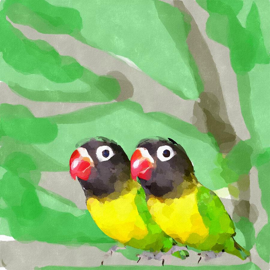 Lovebird Painting - Lovebirds by Chris Butler