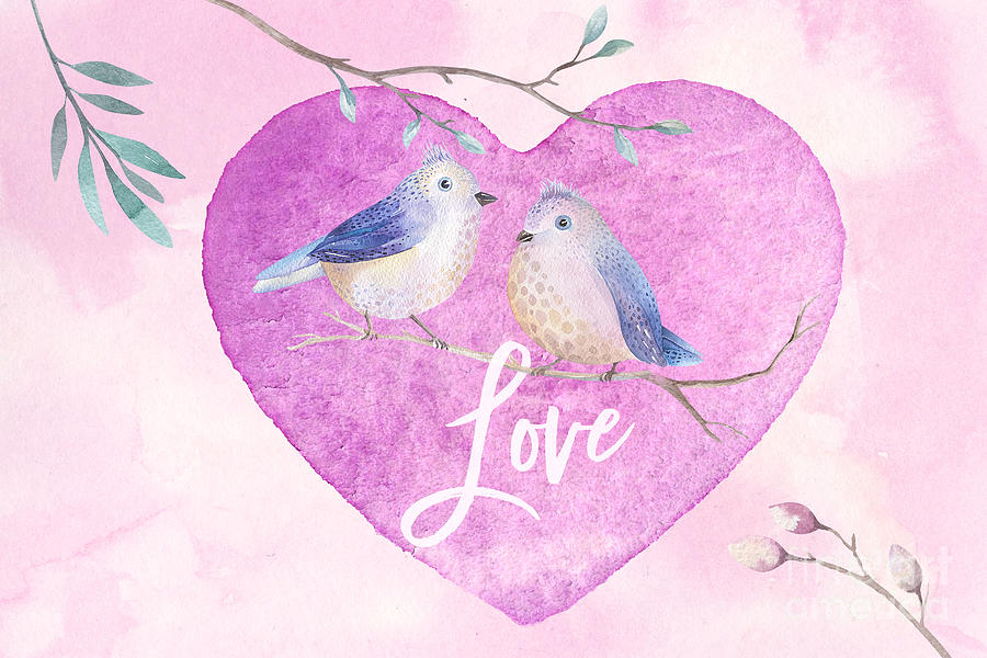 Lovebirds for Valentines Day, or any Day Digital Art by Anita Pollak