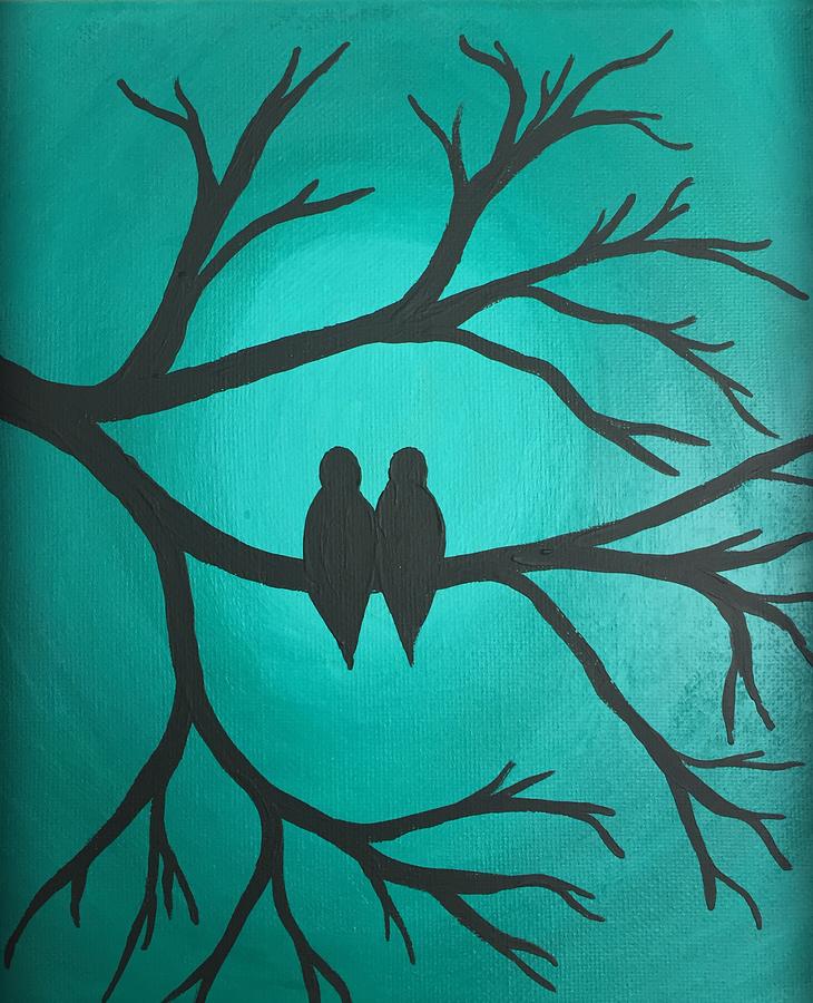 Lovebirds in a tree Painting by Laura Noble - Pixels