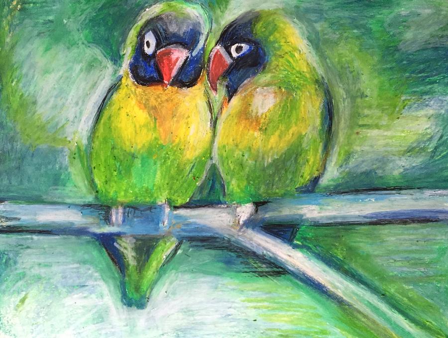 Bird Drawing - Lovebirds by Rosemary Bingay