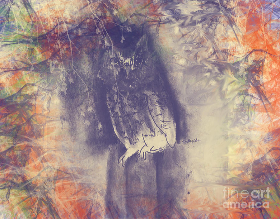 Owl Digital Art - Loved by Trilby Cole