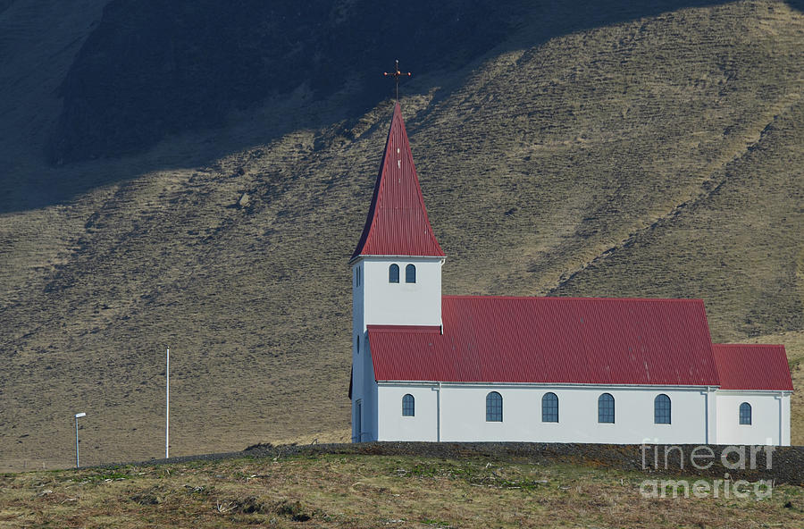Lovely Christian Chapel in the Village of Vik in Iceland Photograph by DejaVu Designs