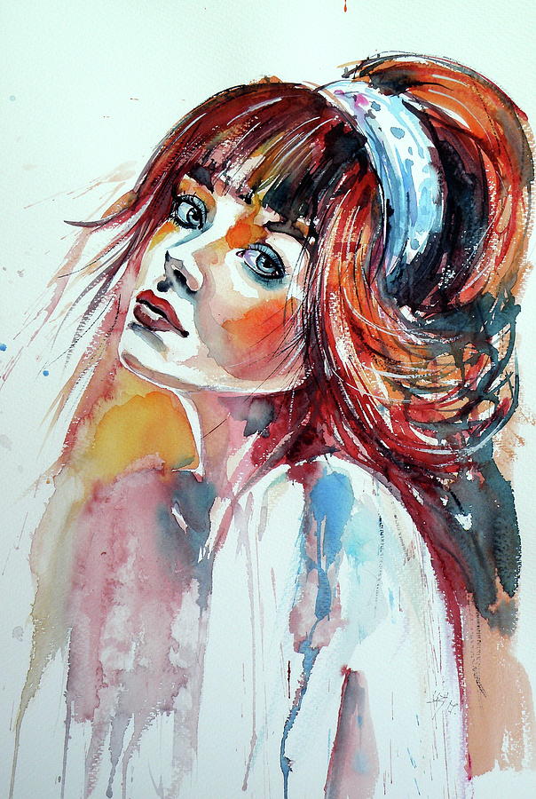 Lovely girl Painting by Kovacs Anna Brigitta