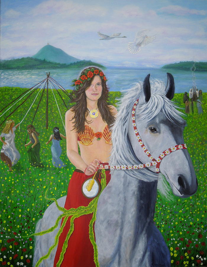 Lover / Virgin Goddess Rhiannon - Beltane Painting by Shirley Wellstead