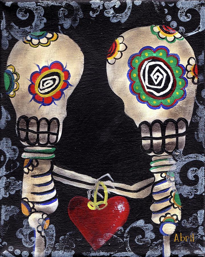 Skeleton Painting - Lovers  by Abril Andrade