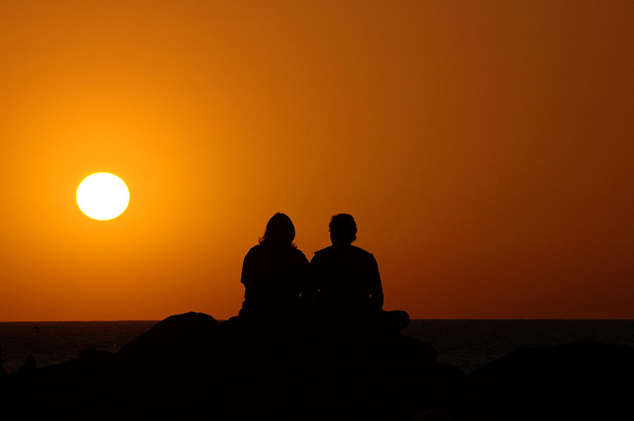 Sunset Photograph - Lovers at Sunset by Susanne Van Hulst
