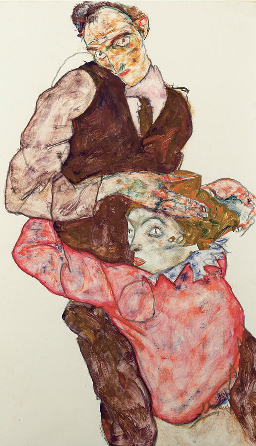 Lovers, from 1914-1915 Drawing by Egon Schiele