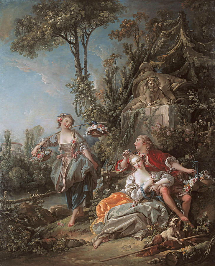 Lovers in a Park Painting by Francois Boucher