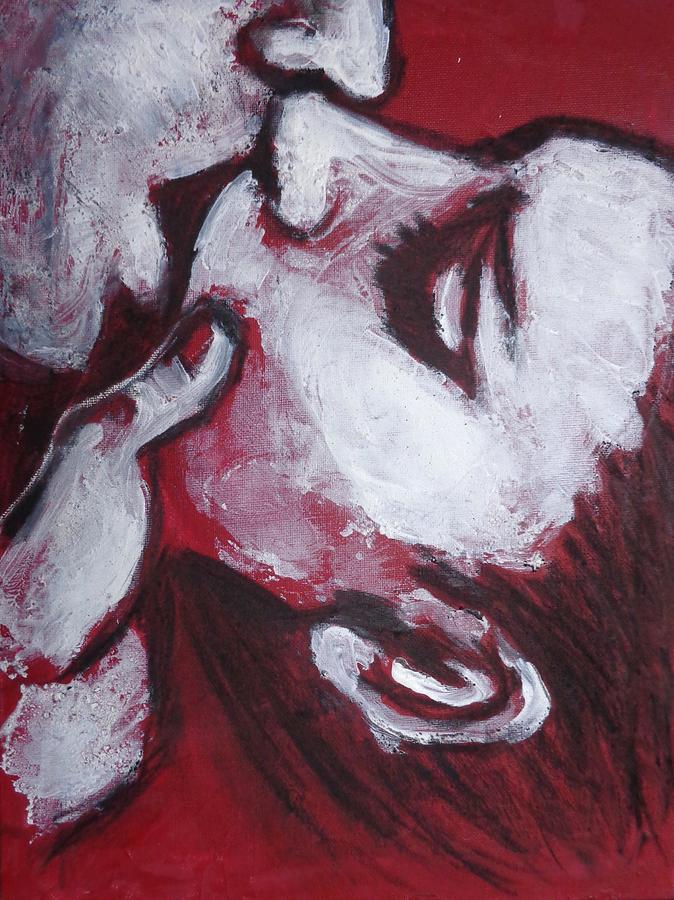 Lovers - Kiss In Red Painting by Carmen Tyrrell