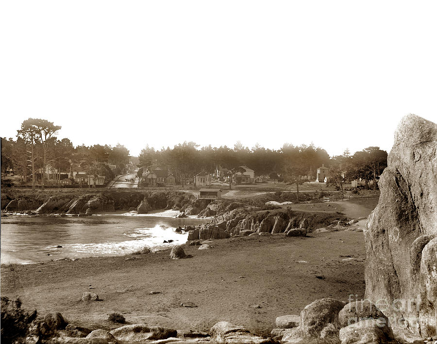 Beach Photograph - Lovers Point and beach looking up Forest Ave. Pacific Grove circa 1887 by Monterey County Historical Society