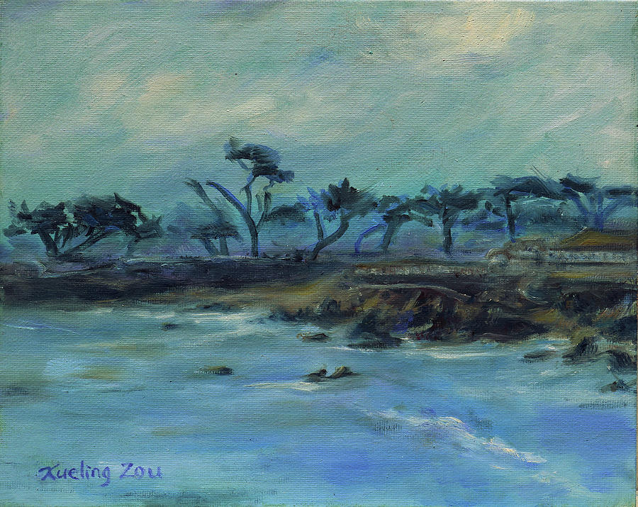 Lovers Point Pacific Grove California Landscape 17 Painting by Xueling Zou