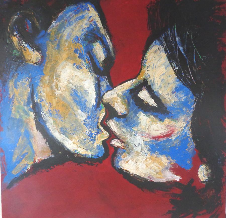 Lovers - Soft Kiss Painting by Carmen Tyrrell