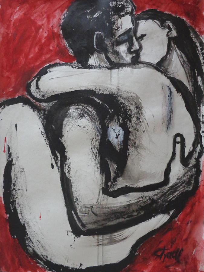 Valentines Day Painting - Lovers - Wrapped In Your Arms 1 by Carmen Tyrrell