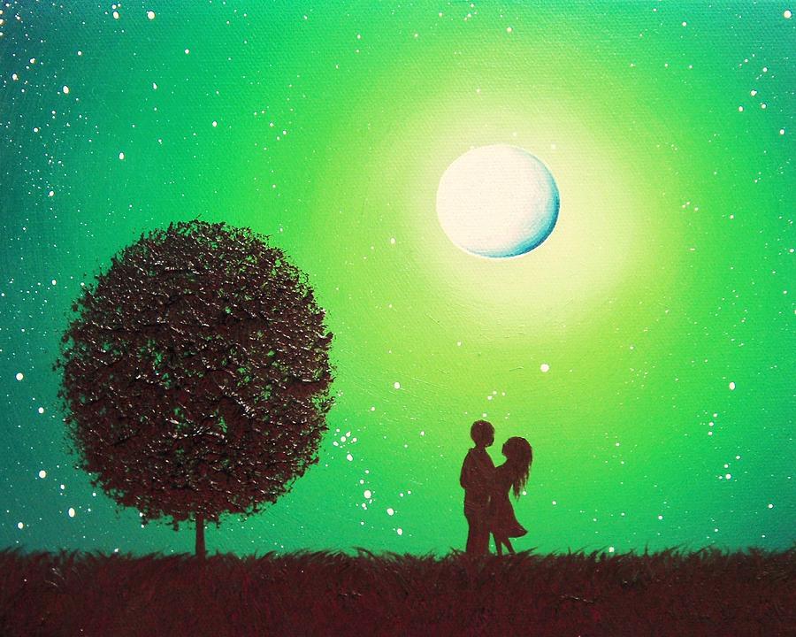 Night Sky Painting - Loves Embrace by Rachel Bingaman