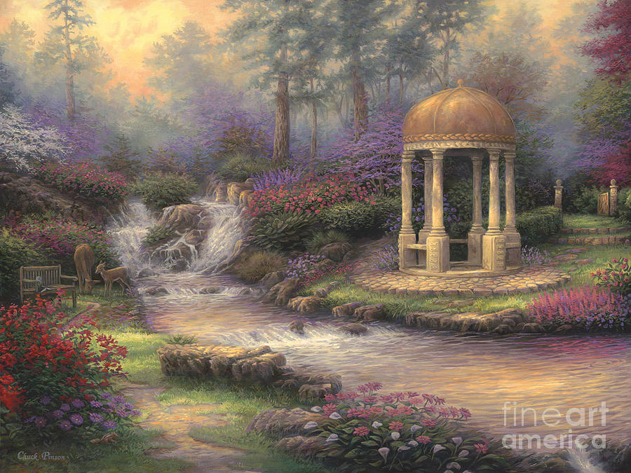 Waterfall Painting - Loves Infinity Garden by Chuck Pinson