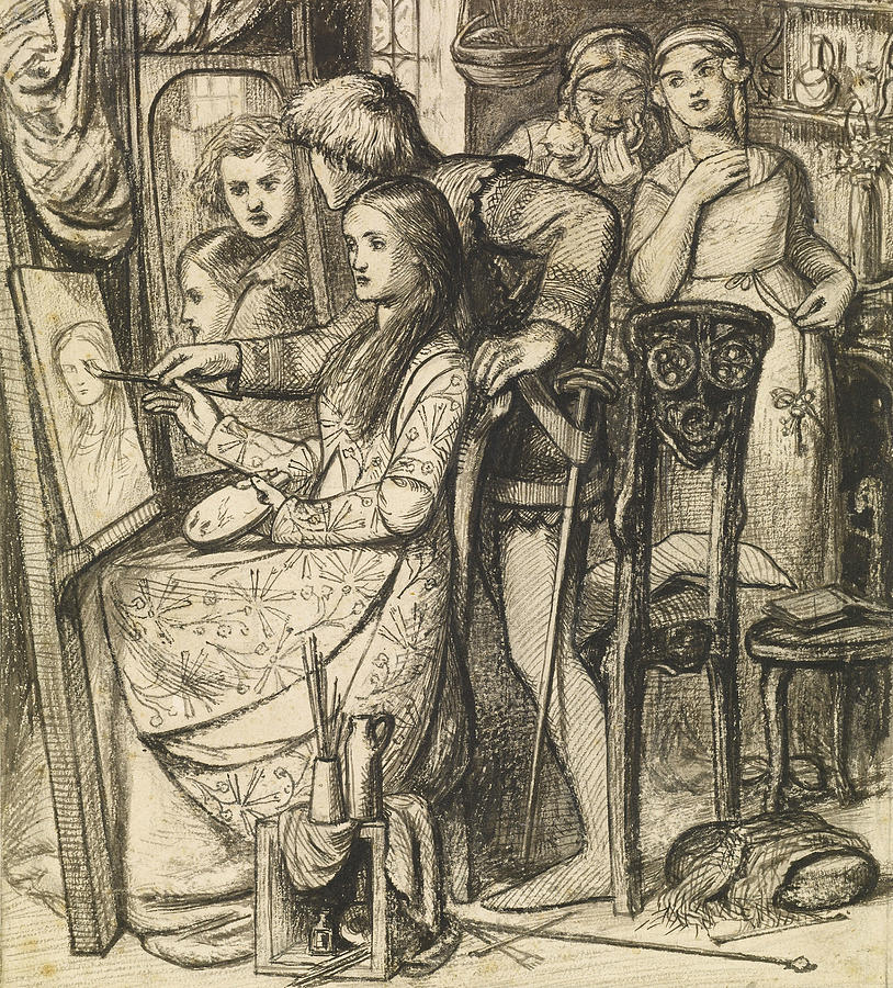 Loves Mirror or a Parable of Love Drawing by Dante Gabriel Rossetti