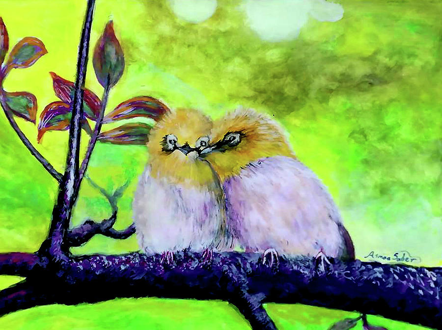 Loving Birds Painting By Asmaa Saber Mohammed