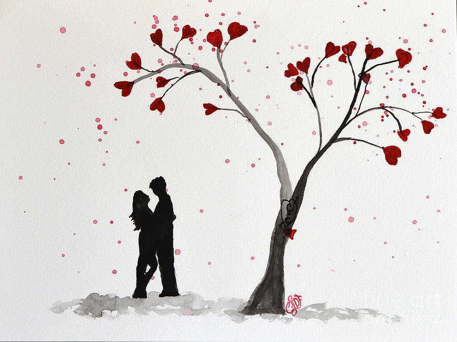 Loving Hearts Painting by Christine Dekkers