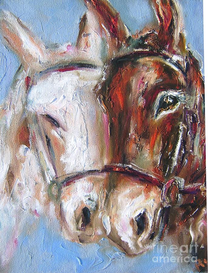 Paintings Of Horses Loving Pair  Painting by Mary Cahalan Lee - aka PIXI